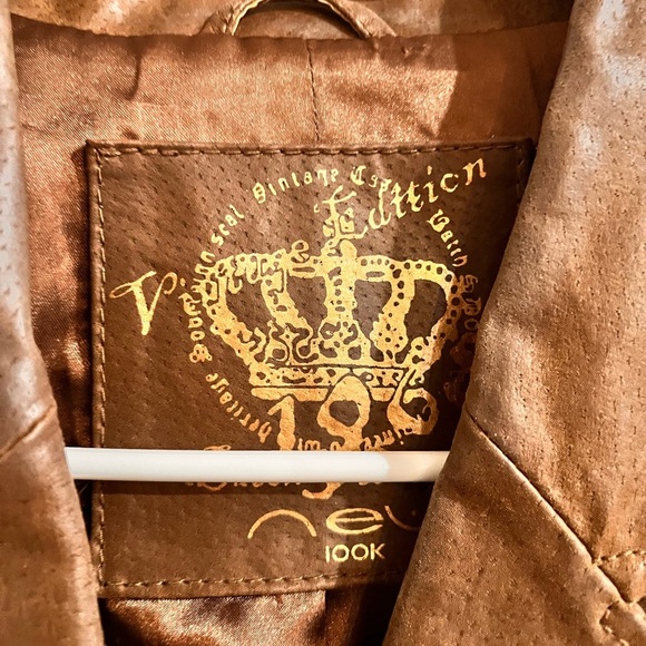 Rustic Brown Faux Leather Jacket - Picture 2 of 5